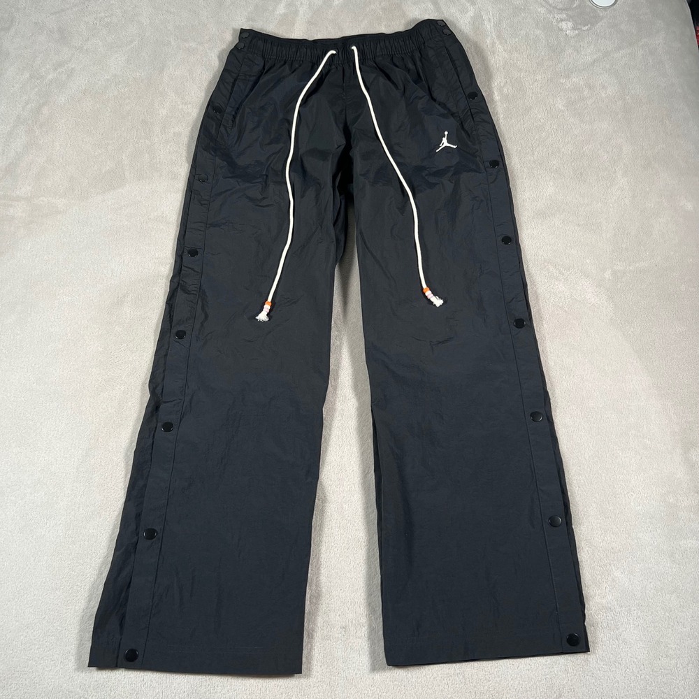 Jordan Brooklyn Festival Track Pants Men's Medium Black Nylon Button Tearaway